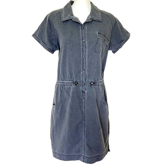 Woolrich Nylon Windwood Travel Dress with Pockets Short Sleeves Grey Check - Picture 1 of 7